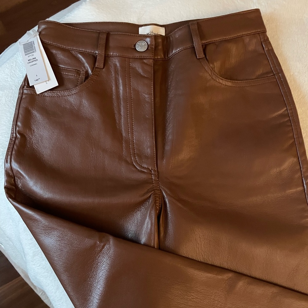 Aritzia Wilfred Melina Cropped Vegan Leather Pants - New - 4 - Picture 8 of 11